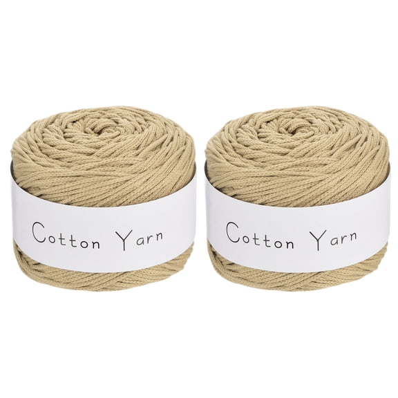 Uxcell 2 Skein Cotton Yarn, 100% Cotton Chunky Yarn for Hand Knitting, Blanket Yarn for Crocheting Each of 206g/7.27oz(Per Skein 150m/164 Yard)/Tea Brown