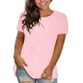 thumbnail image 2 of Pink Women's Short Sleeve T-shirt, Women'S Casual Solid Color Cotton Tops Round Neck Short Sleeve Tops Shirts Loose Shirts T Shirts Casual Loose Tops,Women's Short sleeve T-shirt 3XL, 2 of 9