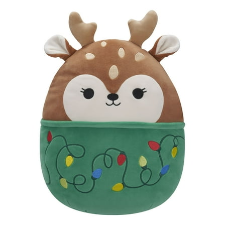 Squishmallows Official 12 inch Dawn the Brown Fawn With Green String Light Sweater - Child's Ultra Soft Stuffed Plush Toy