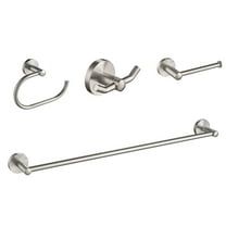Kraus Elie 4-Piece Bath Hardware Set with 24-inch Towel Bar, Paper Holder, Towel Ring and Robe Hook in Brushed Nickel