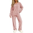 thumbnail image 2 of HAiming 2 Piece Sweatsuits for Women Scoop Neck Long Sleeve Sweatshirts Loose Casual Sweatpants Workout Outfits, 2 of 5