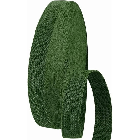 24.6 Yards Cotton Webbing Green 1 Inch Polyester Cotton Webbing Straps Heavy Fabric Straps