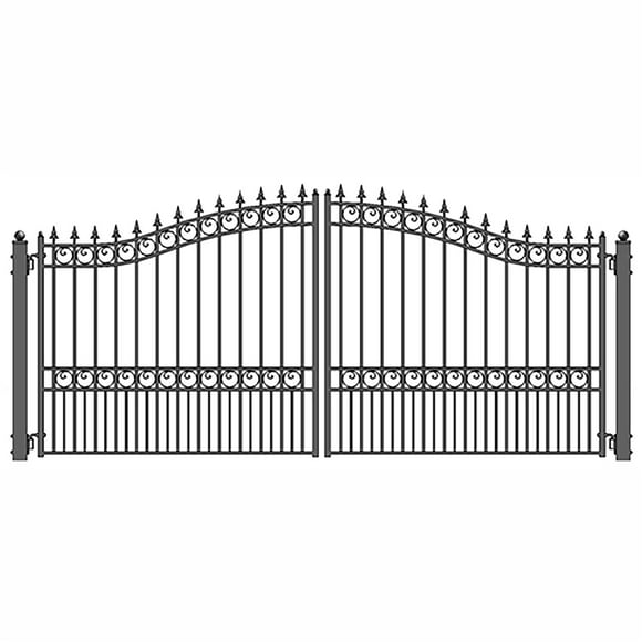 ALEKO Black London Style Steel 12 x 6 ft Dual Swing Driveway Gate