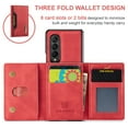 thumbnail image 6 of SaniMore Case for Samsung Galaxy Z Fold 4 7.6" 2022, Retro PU Leather Case Soft TPU Inner Detachable Magnetic Folding Card Pocket Flip Kickstand Anti-drop Shockproof Protectiive Case, Red, 6 of 10