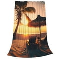 thumbnail image 2 of Honeii Hawaiian Sunset Beach Print Fleece Blanket - Throw Blanket for Bed, Sofa, Couch, Camping, and Travel , Microplush Ultra Soft Warm Blanket-50"x40", 2 of 7