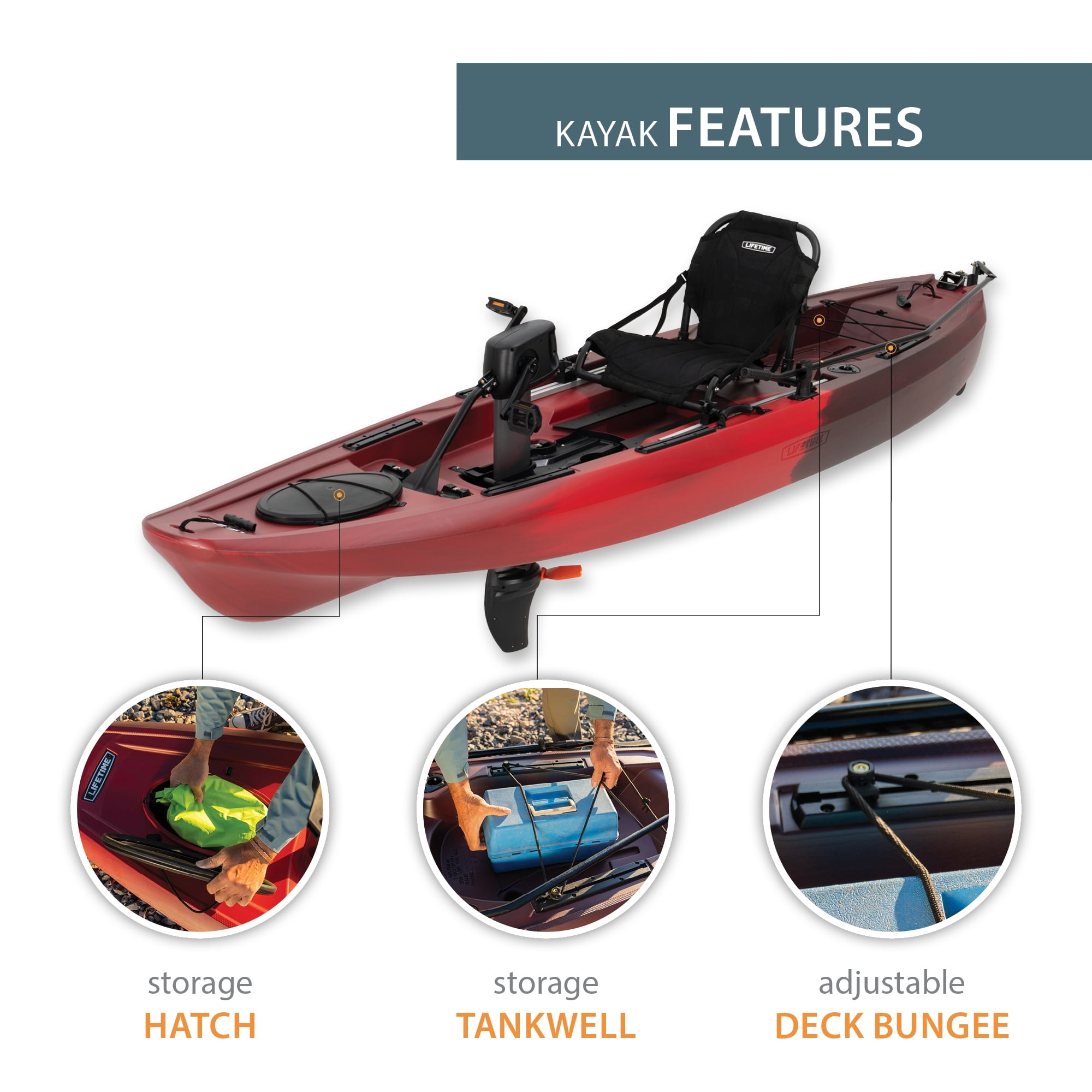 Lifetime Renegade 11.5 ft. Pedal Drive Sit-On-Top Kayak, Volcano Fusion (91480)