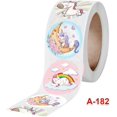 thumbnail image 4 of 1000 pegatinas de unicornio - Rollos redondos de 2,5 cm con unicornios arcoíris, 2 rollos de 500 pegatinas cada uno, a granel, para niñas y niños, fiesta de cumpleaños con temática de unicornio, 4 of 5