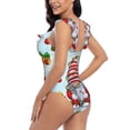 thumbnail image 5 of Yiaed Funny Christmas Gnome Print Women's Ruffled One Piece Swimsuit V Neck Swimwear Slimming Monokini for Woman-Medium, 5 of 8