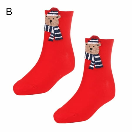 

Women Elk Bear Cute Santa Claus Cartoon Stockings Colorful Cotton Xmas Gift Christmas Animals Socks B