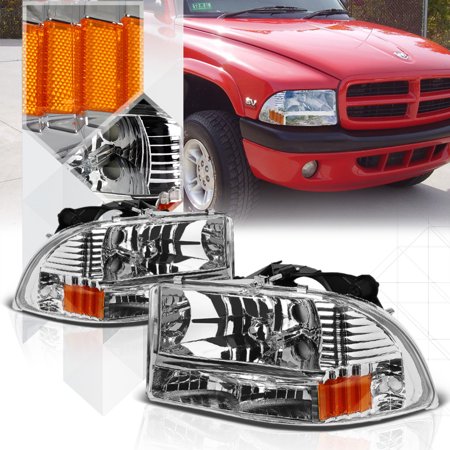 Chrome Housing Headlight Amber Turn Signal Per For 97 04 Dodge Chrome Housing Headlight Amber Turn Signal Per For 97 04 Dodge Durango Dakota 98 99 00 01 02 03