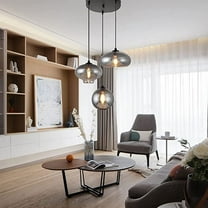 KPIBEST Retro Cluster Pendant in Antique, 3-Light Hanging Lighting Fixture Chandelier, Smoky Gray Glass Pendant Light, Bedroom Bedside Personality Ceiling Light,for Kitchen Dining Room (Gold)