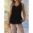 thumbnail image 6 of Linen Tank Tops for Women Summer Casual Loose V Neck Sleeveless Shirts Blouses Tunic Tops Black S, 6 of 9