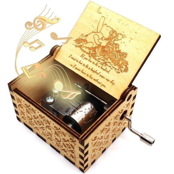 Caja de música de madera Ukebobo Pooh de 6,4 x 5,2 x 4,2 cm de regalo