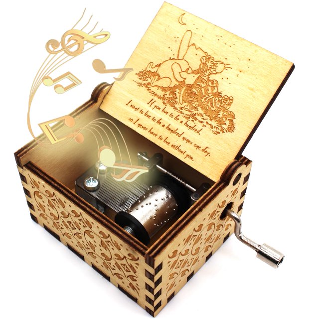 Caja de música de madera Ukebobo Pooh de 6,4 x 5,2 x 4,2 cm de regalo