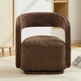 thumbnail image 2 of CQSXDA Chenille Fabric Swivel Accent Armchair, Barrel Leisure Chair With Curved Backrest, 22-Inch Seat Depth, Brown, 2 of 15