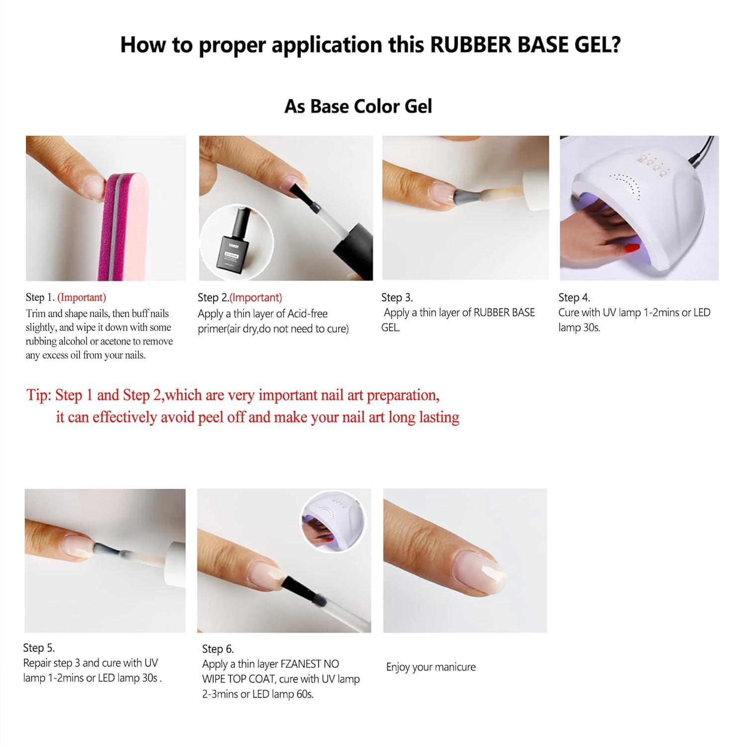 FZANEST Nude Rubber Base Gel Nail Polish, Builder in a Bottle Nail Strengthener Gel, Self-level Extension Fiber Gel, UV LED Base Coat