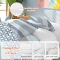 thumbnail image 2 of 3 Piece Boho Blue Aqua Duvet Cover Set Queen Size,Microfiber Comforter/Quilt Cover with Corner Ties and 2 Pillowcases,Geometric Stripes Tribal Bohemia Retro All Season Bedding with Zipper Closure, 2 of 8