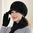 thumbnail image 7 of UTSJKR Winter Hats for Women Windproof Ear Protection Fleece Beret Hat Chunky Knitted Scarf 2 Piece Sets Outdoor Cold Weather Black, 7 of 7