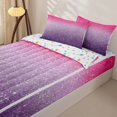 thumbnail image 3 of Erosebridal Ombre Stars Glitter Zipper Twin Comforter Sets with Fitted Sheet and 2 Pillowcases,Pink Purple Gradient Sparkle Print Zipper Bedding Set For Girls,Colorful Stars Reversible,4pcs, 3 of 7