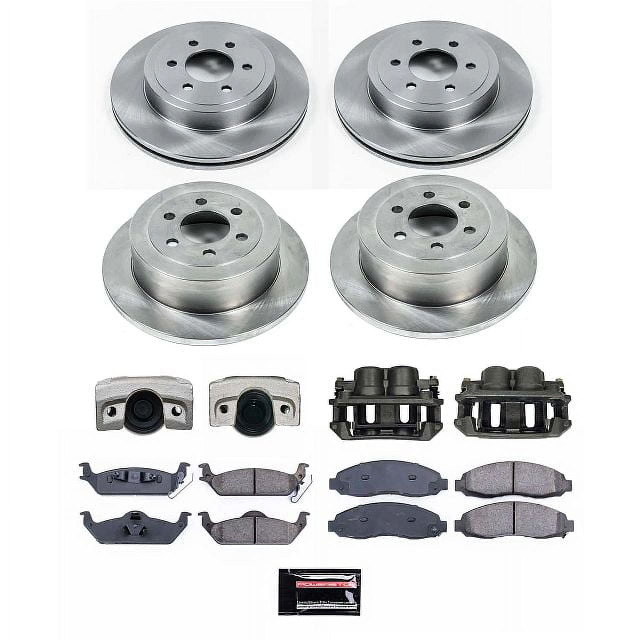 PowerStop Front and Rear Stock Replacement Brake Pad and Rotor Kit with Calipers Fits: DODGE Select Models KCOE2188