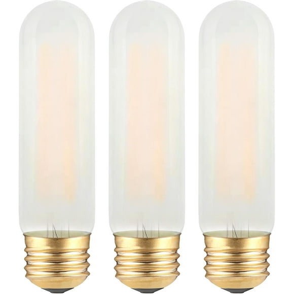 TRAHOO-Frosted T10 LED Bulb- Dimmable E26 LED Chandelier Light Bulbs 25W Equivalent- 2700K Soft Warm- 2W Vintage Tubular Edison Lightbulbs for Cabinet, Desk/Piano Lamp, Mason Jars, Bathroom Vanity- 3