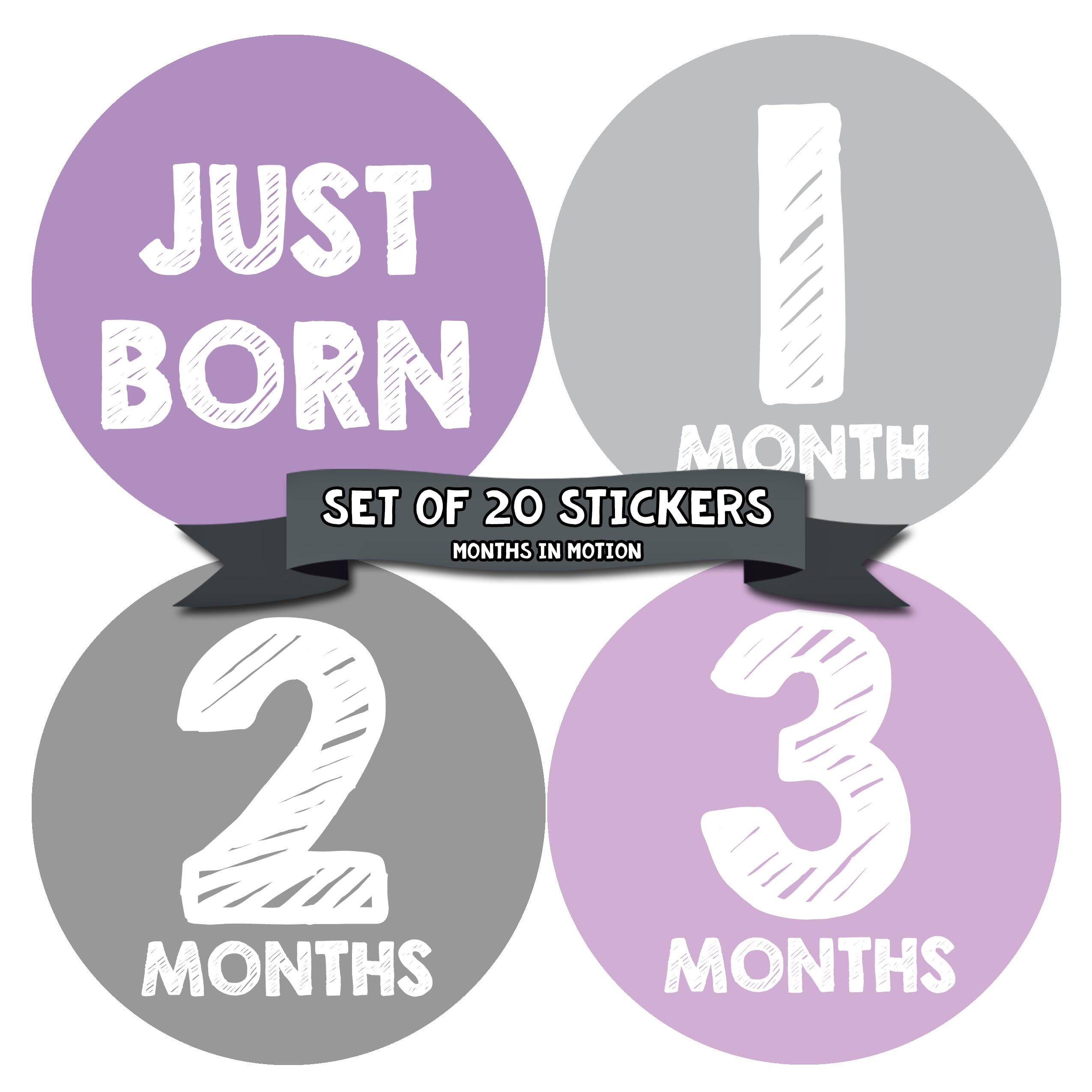 Baby Monthly Milestone Stickers - First Year Set of Baby Girl Month Stickers for Photo Keepsakes - Shower Gift - Set of 20