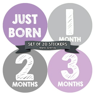 Baby Monthly Milestone Stickers - First Year Set of Baby Boy Month Stickers  for Photo Keepsakes - Shower Gift - Set of 20 