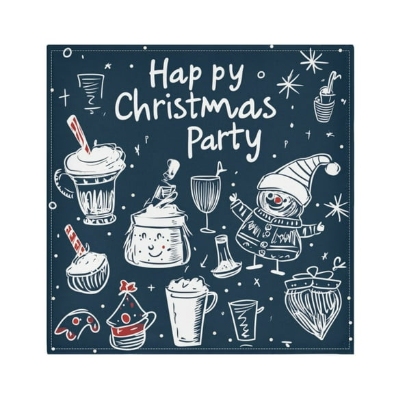 Qxltty Cute Doodle Christmas Party Napkins 20×20in Perfect for Parties Dinners Weddings Cocktail Housewarming Cloth Napkins Set of 6