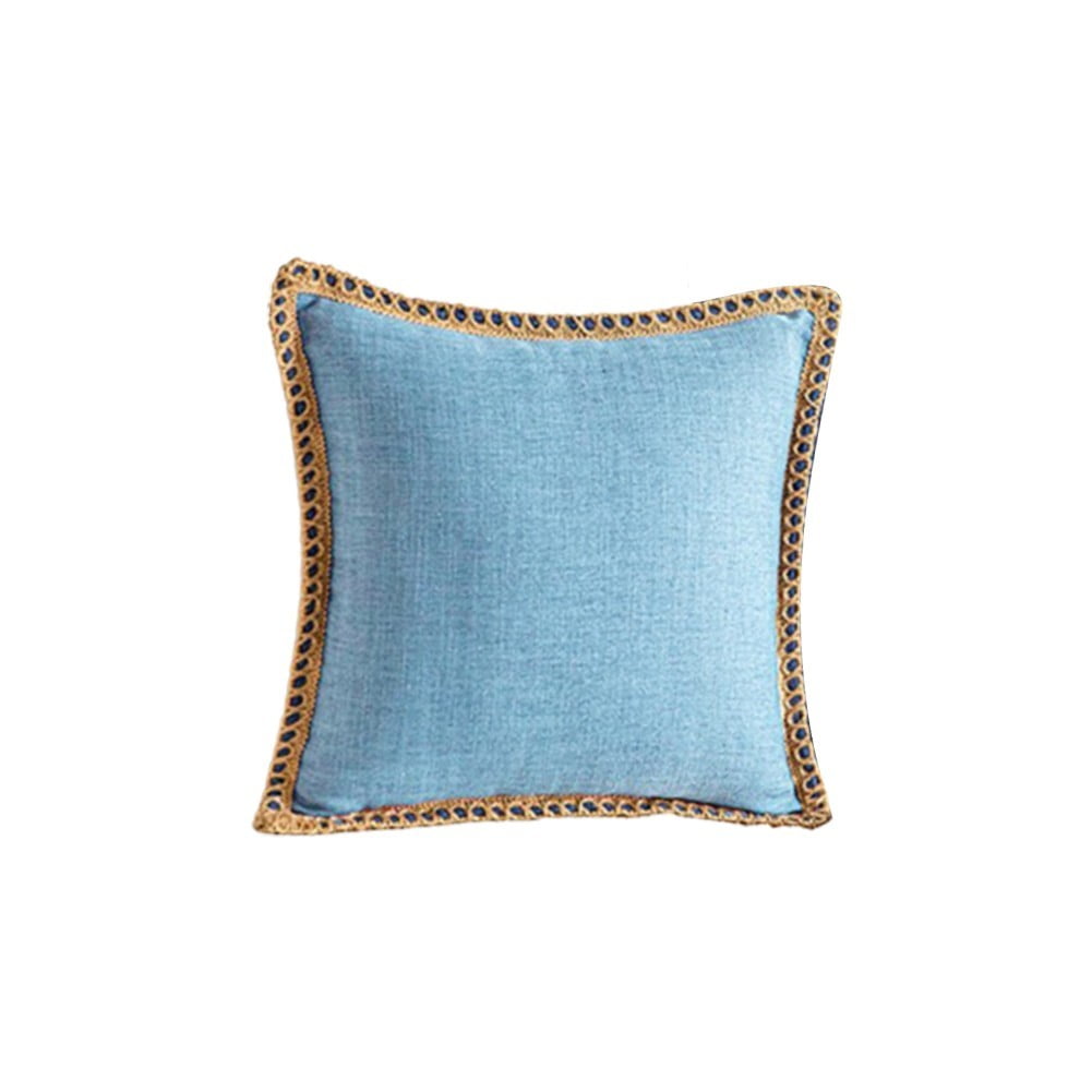 Vintage Throw Pillow Covers Burlap Linen Trimmed Decorative Pillowcase