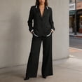 thumbnail image 5 of Purcolt Womens 2 Piece Pant Suit Elegant Casual Lapel Long Sleeve Blazer High Waist Wide Leg Trousers Formal Business Work Office Matching Set, 5 of 9