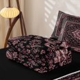 thumbnail image 6 of Homewish Vintage Boho Print Zipper Twin Comforter Sets with Fitted Sheet and 2 Pillowcases,Retro Flowers Zipper Bedding Set,Gray Pink,Black Reversible,4pcs, 6 of 8