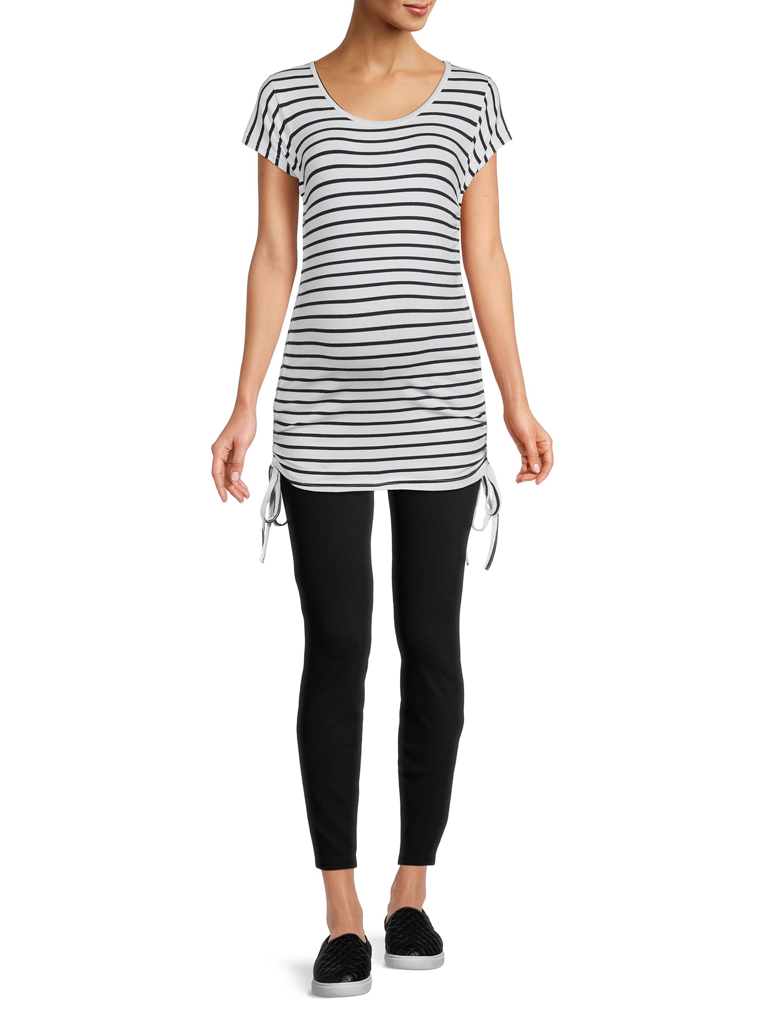 Oh! Mamma Maternity Women's Scoop Neck Tee with Side Seam Drawstring (Women's & Women's Plus)