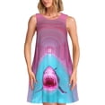 thumbnail image 1 of Fotbe Pink Shark Pool Fantasy Vestido de Verano sin Mangas para Mujer – Vestido Midi Línea A, Estilo Camiseta Floral, Vestido Playero Casual y Fluido, 1 of 7