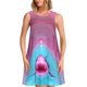 thumbnail image 1 of Easygdp Pink Shark Pool Fantasy para Vestido Transpirable de Mujer, Vestido Suelto de Manga Corta con Pliegues y Bolsillos para el Verano, 1 of 7