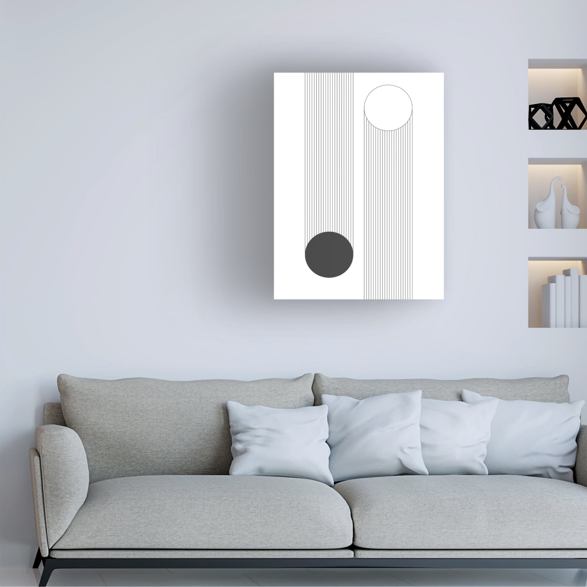 Canvas Wall Art - Tom Quartermaine 'Black and White Modern Minimalist Geometric 2' Wall Art for Living Room, Bedroom, or Office Décor by Trademark Fine Art - 18 x 24 Inches
