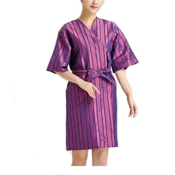 Panda Superstore  Beauty Salon Straight Strip Gown Robes Hairdressing Gown for Clients - Purple