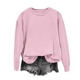 thumbnail image 2 of HVOBTTY Women's Long Sleeved Sweatshirts, Fall and Winter Tops for Women, Women's Casual Fashionable Solid Color Crew Neck Long Sleeve Loose Pullover Sweatshirts Pink, Pink, 2 of 5