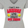 thumbnail image 4 of Inktastic That's My Awesome Granddaughter out There with Softballs Women's V-Neck T-Shirt, 4 of 5