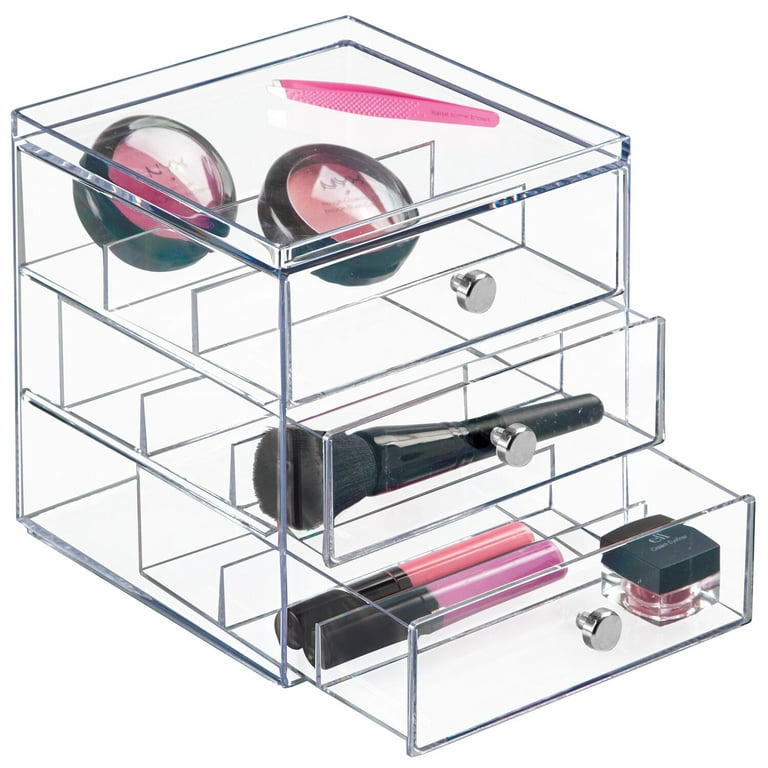 iDesign Clear Clarity Stacking 3 Drawer Organizer for Vanity