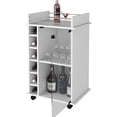 thumbnail image 3 of White Bar Cart with Four Locking Wheels and Metal Rail / Enhances Dining Room Utility, 3 of 5
