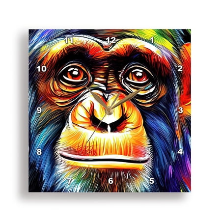 3 d Rose, Cute chimpanzee ape face portrait. Colorful digital art family gift, 15 x 15 Wall Clock photo 3 d Rose, Cute chimpanzee ape face portrait. Colorful digital art family gift, 15 x 15 Wall Clock
