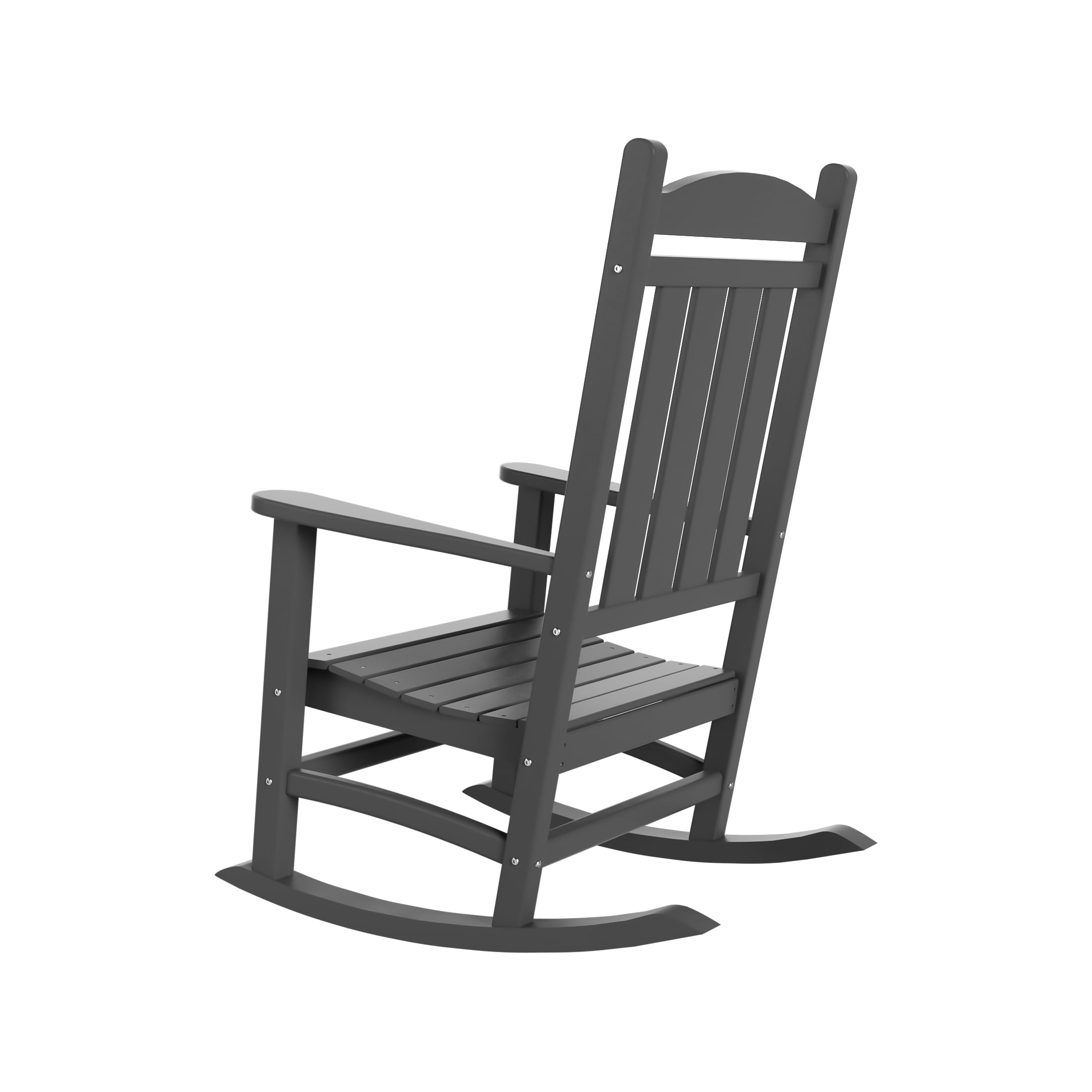 GARDEN Set of 2 Classic Plastic Adirondack Porch Rocking Chairs, Gray