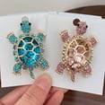 thumbnail image 3 of Soumake Women Turtle Brooch Rhinestone Anti-Slip Faux Crystal Wear-Resistant Suit Coat Collar Hat Scarf Decoration Clothes Pin Prom Party Garment Jewelry, 3 of 8