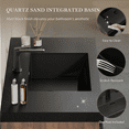 thumbnail image 6 of 42'' Floating Bathroom Vanity with Sink Combo, Modern Wall-Mounted Striped Bathroom Storage Cabinet with Soft-Close Drawer and Quartz Sand Basin, Smoked Walnut, 6 of 10