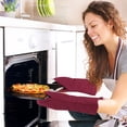 thumbnail image 2 of Unique Bargains Non-Slip Oven Mitts Heat Resistant Gloves Potholder for Hot Cookware Red, 2 of 8