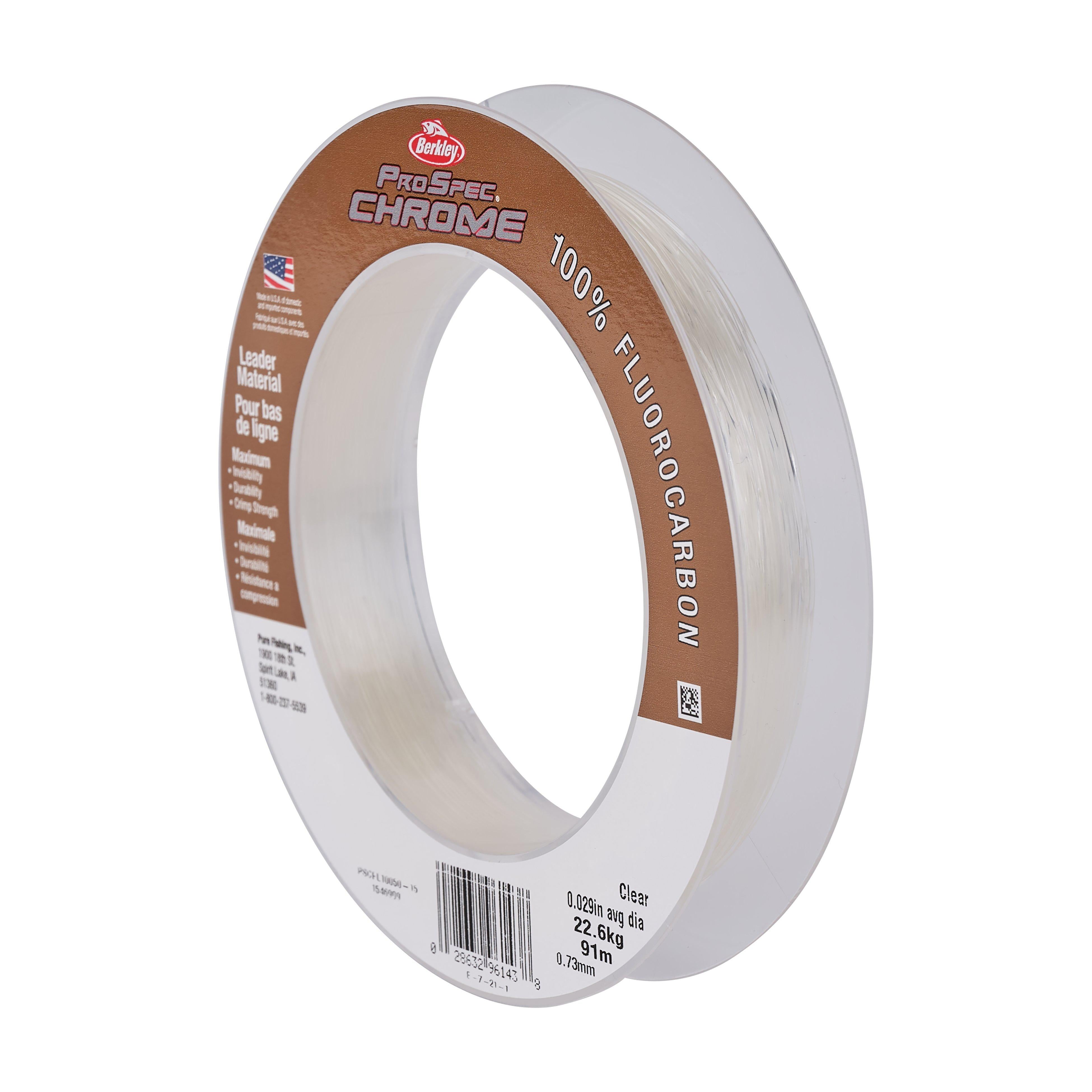 Berkley ProSpec® Chrome 100% Fluoro Leader Fishing Line, Clear, 60 lb Test Strength, 75 yd
