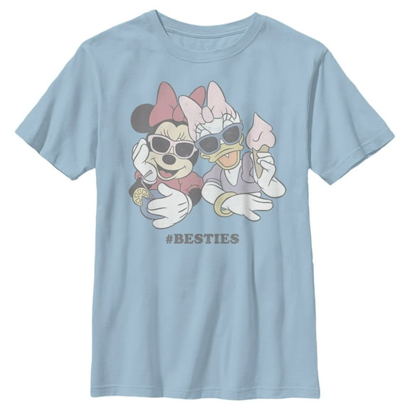 Boy's Mickey & Friends Minnie and Daisy Besties Graphic Tee Light Blue Medium