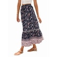 thumbnail image 3 of Maxi Skirts for Women 2025 Summer Boho Long Flowy Floral Elastic High Waist Skirt Casual Travel Skirt Dark Blue L, 3 of 9