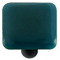 Hot Knobs HK1032-KB Steel Blue Square Glass Cabinet Knob - Black Post