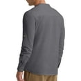 thumbnail image 5 of Iceglad Men Henley Neck Long Sleeve Cotton Linen Shirt Casual Beach Outfit Dress Shirt Dark Grey XL, 5 of 8